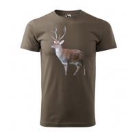 Férfi pamut póló nyomtatással szenvedélyes vadász számára XL Barna