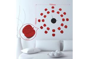 STICKER CLOCK alma alakú matricákkal piros és fekete műanyag falmatrica