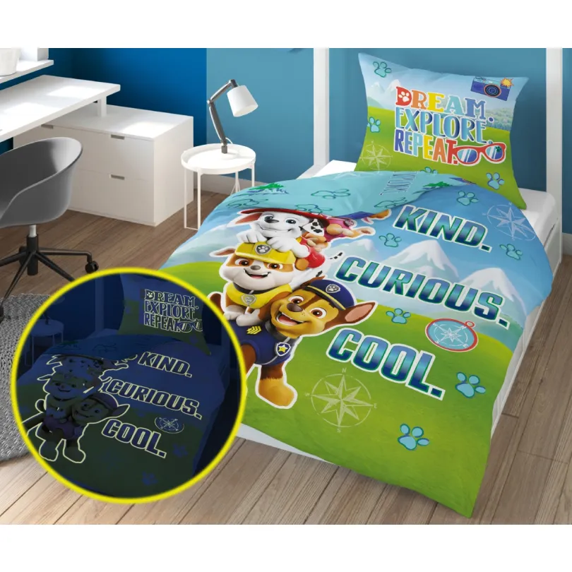 A pamut ágynemű világít a sötétben - PAW PATROL 2 rész: 1 db 140x200 + 1 db 70x80