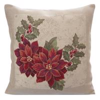 Arany párnahuzat piros karácsonyi rózsa motívummal Šírka: 45 cm | Dĺžka: 45 cm