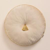 Bézs bársonyos kerek díszpárna