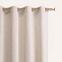 CHARMY Világos bézs bársony függöny arany ringlikkel 140 x 260 cm | Szélessé 140 cm | Hosszúsá 260 cm