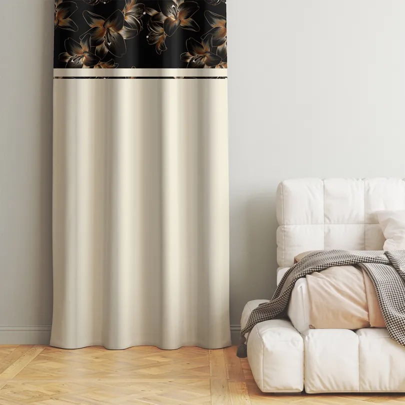 Dekoratív függöny krémszínű, finom virágmintával a tetején Szélessé 160 cm | Hossza: 270 cm