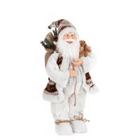 Dekoratív Szent Miklós figura barna szőrmével 60 cm