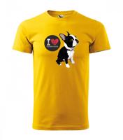 Eredeti pamut férfi póló Boston Terrier szerelmeseinek Sárga S