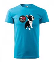 Eredeti pamut férfi póló Boston Terrier szerelmeseinek Türkiz S