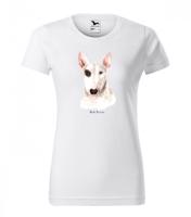 Eredeti pamut női póló bullterrier kutyával nyomtatva Fehér XL