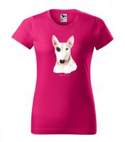 Eredeti pamut női póló bullterrier kutyával nyomtatva Rózsaszín XL