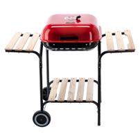Faszenes grill fedővel és polcokkal 96 x 45 x 75 cm - piros