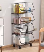 Fekete polc 4 kosárral kerekeken