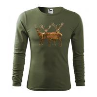 Férfi hosszú ujjú pamut póló lelkes vadászoknak Katonai L