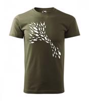 Férfi póló halászok számára halas nyomtatással XL Katonai