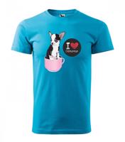 Férfi rövid ujjú pamut póló chihuahua nyomtatással Türkiz L