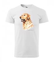 Férfi rövid ujjú póló golden retriever nyomtatással Fehér S