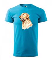 Férfi rövid ujjú póló golden retriever nyomtatással Türkiz XS