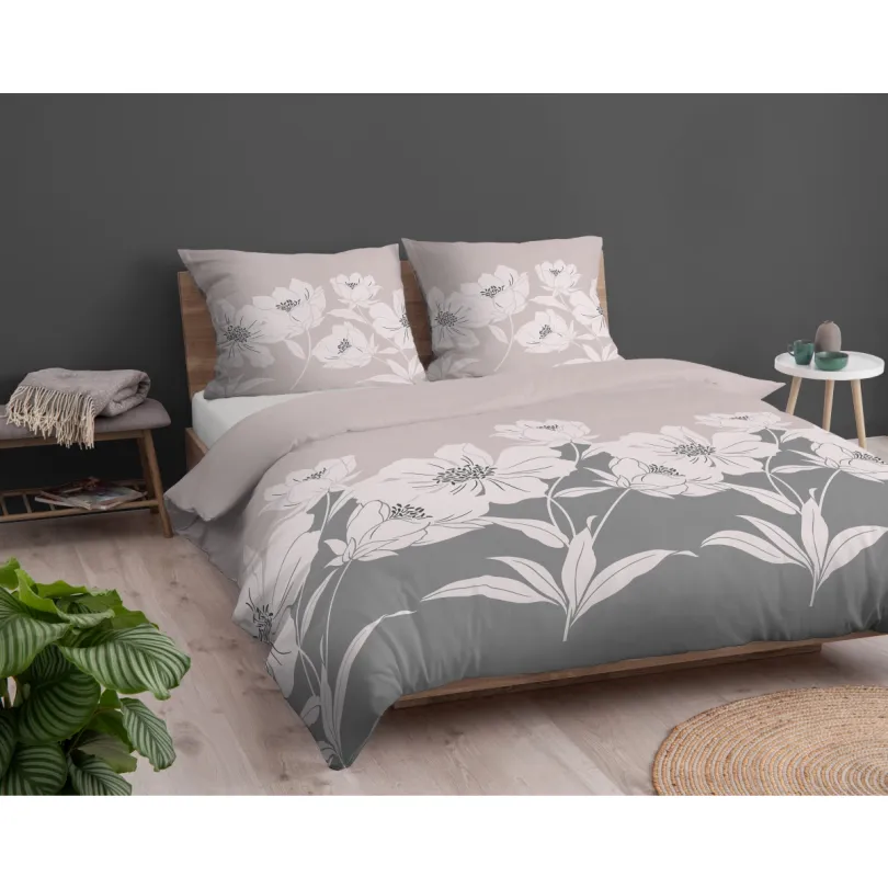 Flanel ágynemű - rózsaszín virágmotívummal 3 časti: 1ks 220x200 + 2ks 70x80