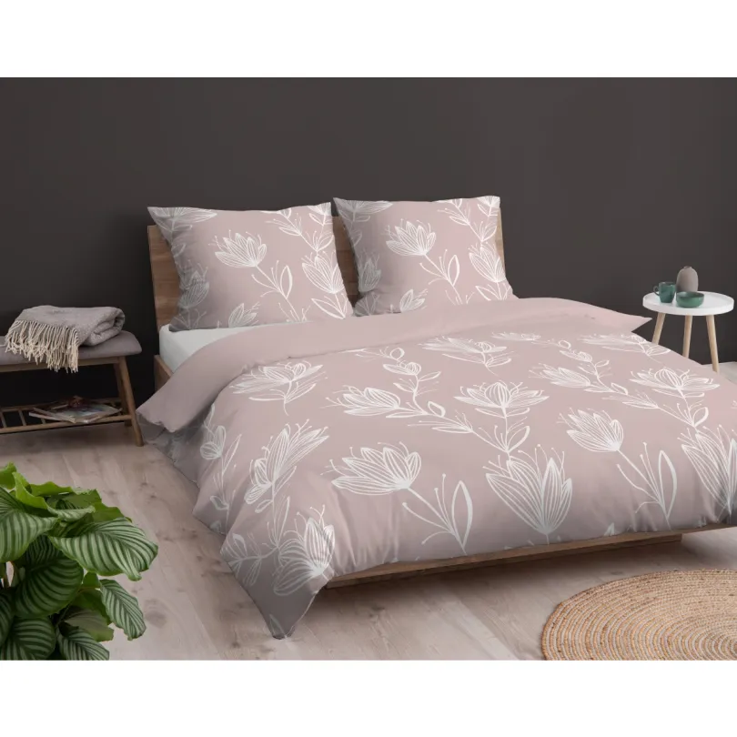 Flanel ágyneműhuzat – rózsaszín, finom mintával 2 rész: 1 db 140x200 + 1 db 70x80