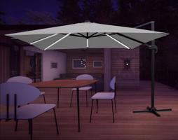 GardenLine Függő napernyő LED világítással 3 x 4 m - szürke