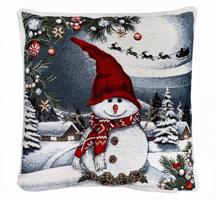Gobelin párnahuzat 42x42 cm, hóemberrel