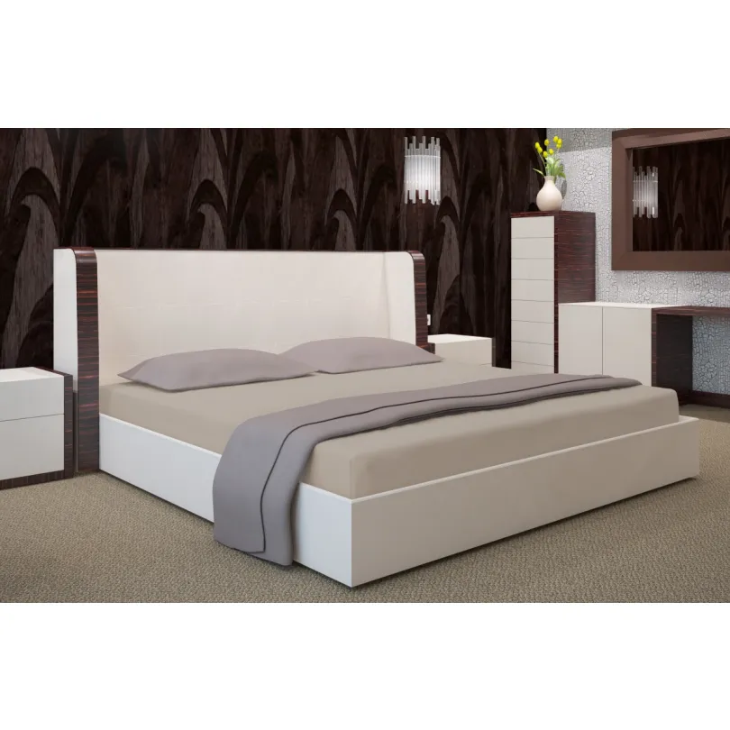 Gumis pamut-szatén lepedő - cappuccino Szélessé 160 cm | Hossz: 200 cm