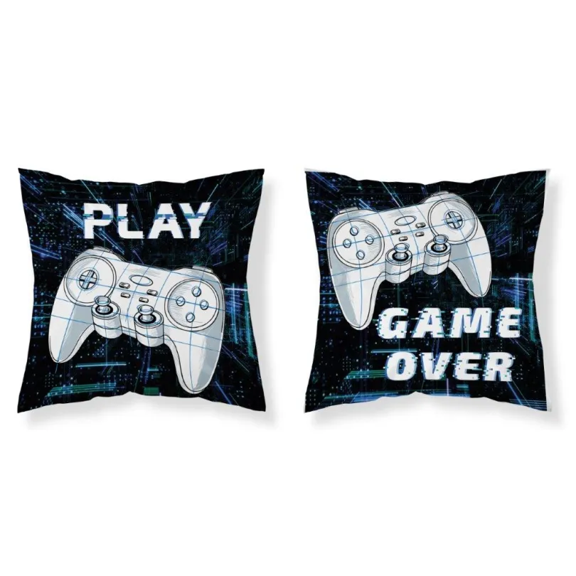 Gyerek párnahuzat GAME OVER - fekete szélessé 40 cm | hosszúsá 40 cm