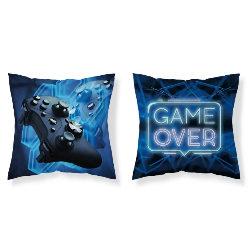 Gyerek párnahuzat GAME OVER - kék szélessé 40 cm | hosszúsá 40 cm