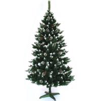 Gyönyörű, hóval és fenyőtobozokkal díszített karácsonyi fenyőfa 150 cm