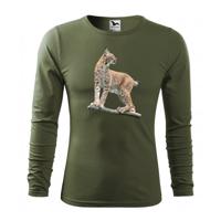 Hiúz motívumú, hosszú ujjú vadászpóló Katonai XXL