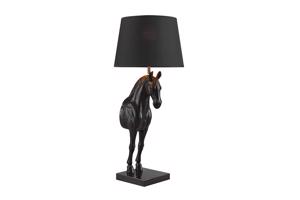 HORSE fekete-arany asztali lámpa szobor