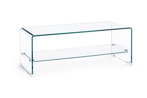 IRIDE négyszögletes üveg dohányzóasztal 2 polccal 100x40