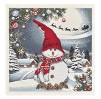Karácsonyi faliszőnyeg terítő hóemberrel 90x90 cm