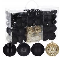 Karácsonyi gömbök készlet 100 db fekete