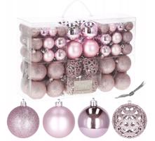 Karácsonyi gömbök készlet 100 db rózsaszín