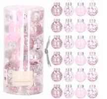 Karácsonyi gömbök készlet 24 db rózsaszín