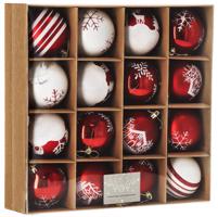 Karácsonyi gömbök piros és fehér színkombinációban