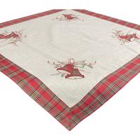 Karácsonyi négyzet alakú asztalterítő harang hímzéssel Szélessé 85 cm | Hosszúsá 85 cm