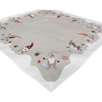 Karácsonyi négyzet alakú asztalterítő hímzett manókkal Szélessé 85 cm | Hosszúsá 85 cm