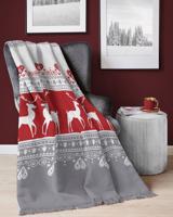 Karácsonyi takaró bojtokkal és szívekkel Szélessé 150 cm | Hossz: 200 cm