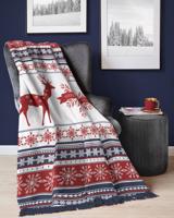 Karácsonyi takaró bojtokkal MERRY CHRISTMAS Szélessé 150 cm | Hossz: 200 cm