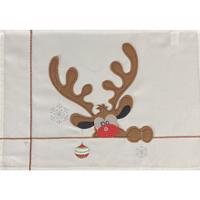 Karácsonyi terítő fehér rénszarvas applikációval Szélessé 35 cm | Hosszúsá 50 cm