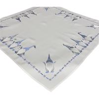 Karácsonyi terítő kék manó hímzéssel Szélessé 85 cm | Hosszúsá 85 cm