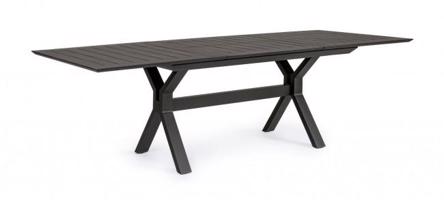 KENYON fekete bővíthető kerti étkezőasztal 180-240cm