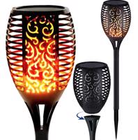 Kerti napelemes lámpa, amely egy lángra hasonlít