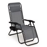 Kerti nyugágy szürke, italtartóval