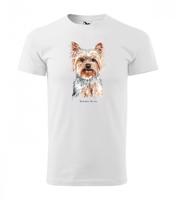 Kiváló minőségű pamut férfi póló yorkshire terrier kutyával nyomtatva Fehér 4XL