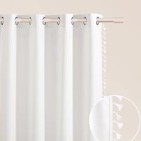 LARA Fehér sötétítő függöny bojtokkal 140 x 250 cm | Szélessé 140 cm | Hosszúsá 250 cm