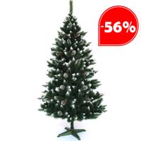 Luxus karácsonyfa fehér hegyekkel és fenyőtobozokkal 150 cm