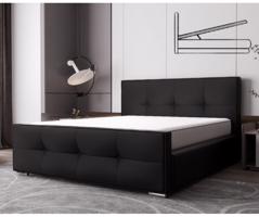 Luxus kárpitozott ágy glamour stílusban, fekete 180 x 200 cm Ágyneműtartóval