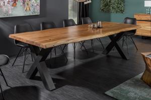 MAMMUT X fekete és akác étkezőasztal 240cm (60mm vastagság) - SZÉPSÉGHIBÁS