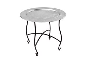 MARRAKESH ezüst dizájn acél lerakóasztal levehető tálcával 60cm